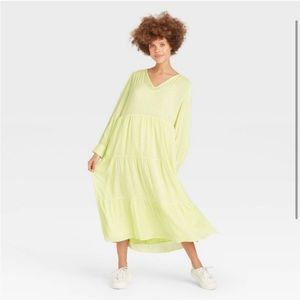 A New Day Target Tired Maxi Dress in Lime size M